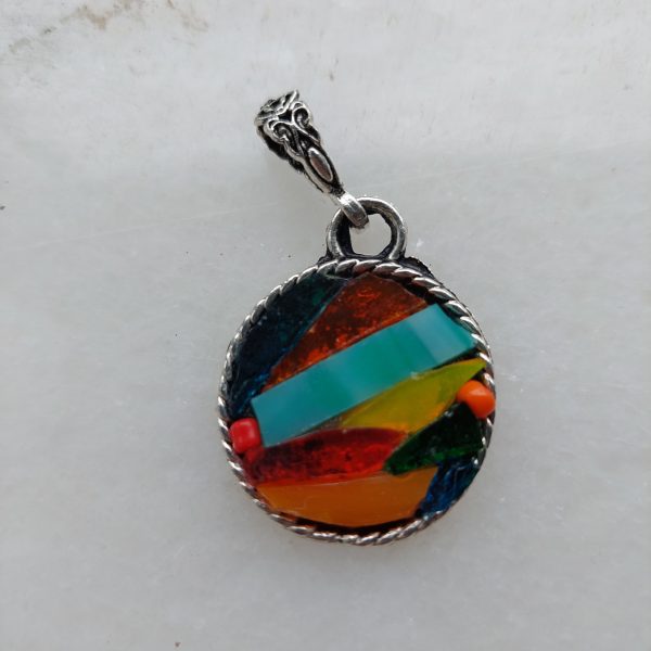 karışık renkli cam mozaik kolye