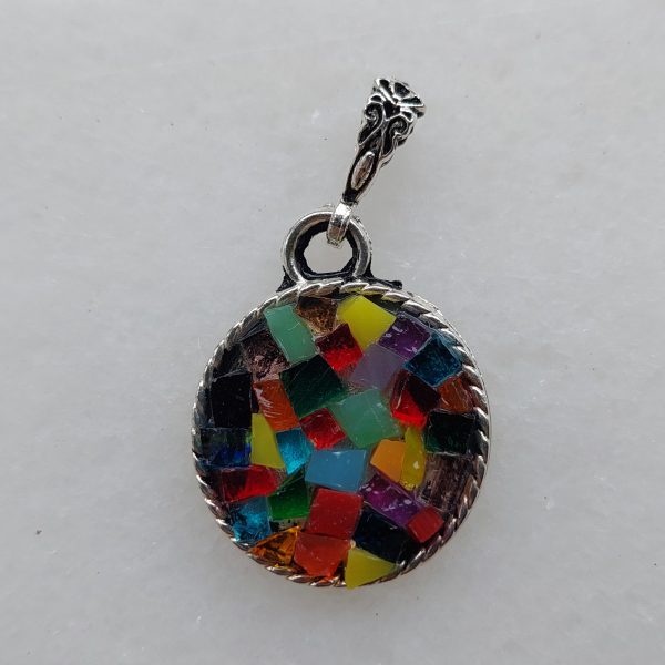 karışık renkli cam mozaik kolye