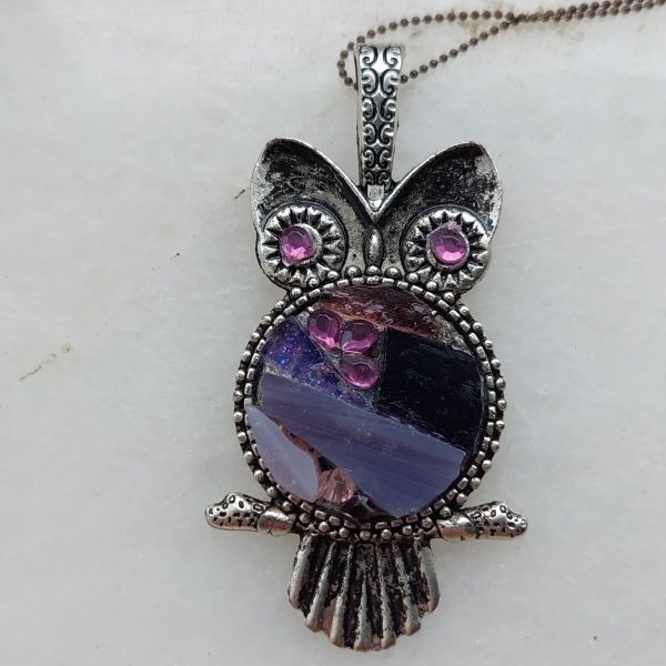 mor renkli cam mozaik kolyeler