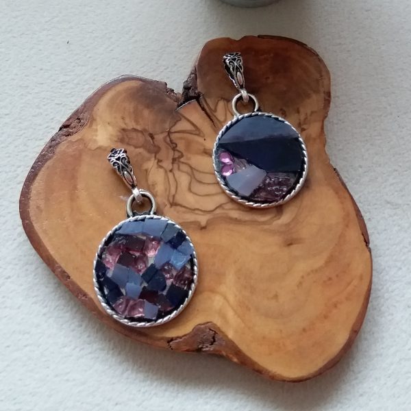 mor renkli cam mozaik kolyeler